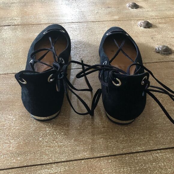 Halogen black suede lace up flats shoes Size 7.5 - Picture 4 of 6